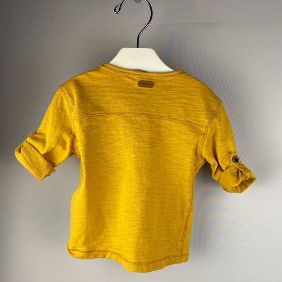Zara Baby Boy Yellow Mustard Button Tab Roll Cuffs Henley Tee size 3-6 Months - Picture 2 of 8